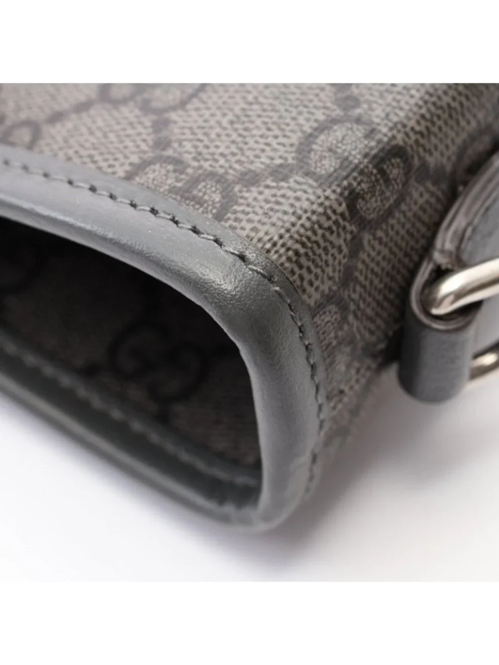 Gucci Tote Bag GG Supreme 2-Way Gray Leather